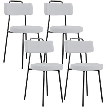Imagem de Kit 04 Cadeiras Decorativas Estofada Para Sala De Jantar Barcelona L02 Linho Cinza - Lyam Decor