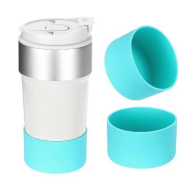 Imagem de Bota de silicone para garrafa de água 680 g, 2 peças de mangas protetoras de garrafa de água antiderrapantes capa inferior para acessórios de garrafas de água, ciano