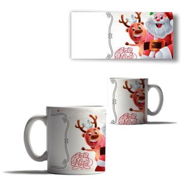 Imagem de Caneca Porcelana Natal Sua foto Aqui Papai Noel Neve Arvore - Enjoy Sh