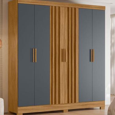 Imagem de Guarda Roupa Casal Ambiente Valença 6 Portas Freijó Cinza - Moval