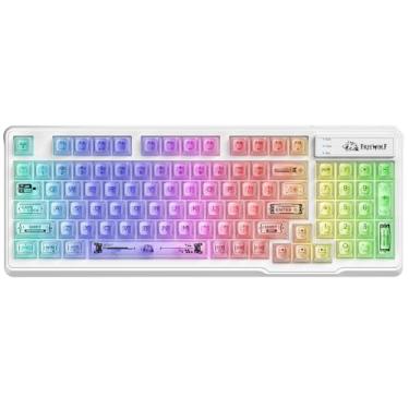 Imagem de ZIYOU LANG M95 Transparent Membrane Keyboard,Clear PBT Keycaps,Wired Gaming Keyboard with Side Light bar,16.8M RGB Backlit,94 Silent Keys with Mechanical Feeling,26-Key Anti-ghosting,for Mac/Pc,White