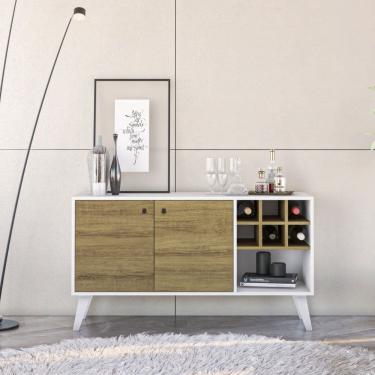 Imagem de Rack Bar com 2 Portas e Garafeiro Ibiza Branco/Mel