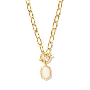 Imagem de Kendra Scott Colar feminino Daphne com elos e corrente dourada, marfim, madrepérola, tamanho único, One size, Latão, Abalone