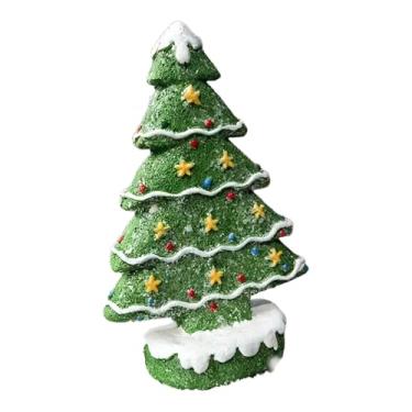 Imagem de Esquirla Árvore de Natal de resina para decoração de mesa, 15 cm de altura, escultura compacta de árvore de Natal.