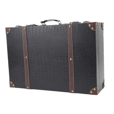 Imagem de Hztyyier Caixa de Mala Vintage Antigo Armazenamento Decorativo Baús Retro Travel Style Decoração de Bagagem para o Escritório Em Casa (Preto)