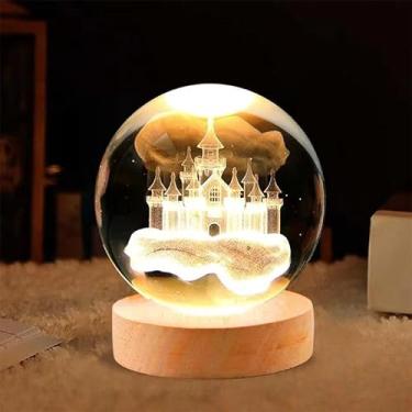 Imagem de Luminária de Mesa Bola de Cristal com LED - Luz Noturna para Quarto, Presente Decorativo 3D para Natal e Aniversário(2001-10)