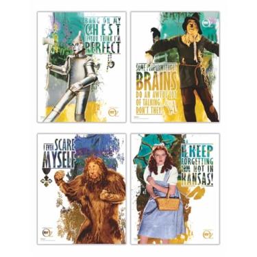 Imagem de TRENDYPRINT O Mágico de Oz – Off To See The Wizard – Conjunto de quatro arte de parede de 20 x 25 cm – Colecionáveis oficialmente licenciados – Dorothy, Espantalho, Homem de Lata e Leão Covarde