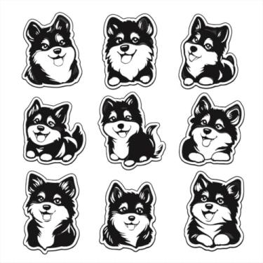 Imagem de Adesivo de Parede para Quarto Infantil com Animais Fofos Kawaii Preto e Branco 50x50cm