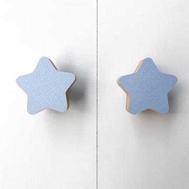 Imagem de 4 Puxadores Estrela Azul Infantil Móveis Porta Cômoda Gaveta