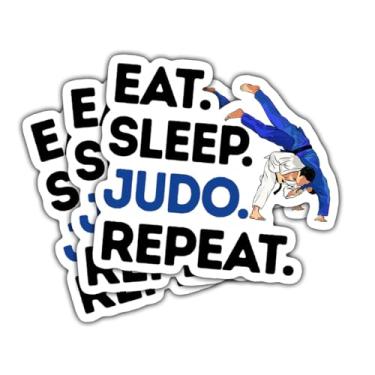Imagem de Adesivo de repetição de judô Eat Sleep com 3 peças, decalque de vinil engraçado de artes marciais para judoca, adolescentes, adultos, laptop, garrafa de água, carro, álbum de recortes, caderno, diário