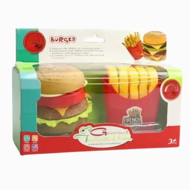 Imagem de Brinquedo Educativo Hambúrguer de Montar com Batatas Fritas Kit Comidinhas Realistas para Crianças