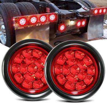Imagem de Lumimotor 2 peças de luzes traseiras de reboque de LED vermelhas redondas de 10 cm [DOT Approved Street Legal] [Certificação SAE] [IP68 à prova d'água] Luzes traseiras de freio de 12 V para trailer