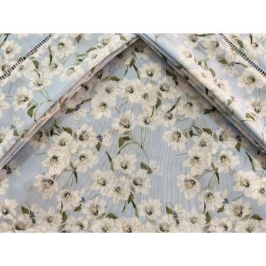 Imagem de Jogo de Lençol Casal Padrão 4 Peças Margarida Azul 100% Algodão - Bord