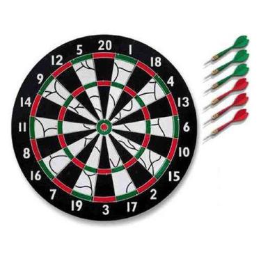 Imagem de Dardo Alvo Eva 42cm Dart Game + 6 Dardos Ponta Metalica Tiro - Tacolân
