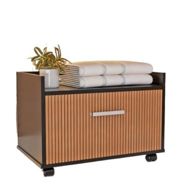 Imagem de Armário Banheiro Gabinete Com Rodinha Balcão Para Cuba Pia(PRETO RIPADO)