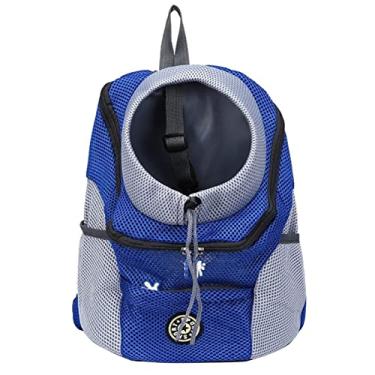 Imagem de Mochila para Pet Portátil de Viagem Frente Bolsa Peito Malha Respirável Design com Cordão Transportar Cães