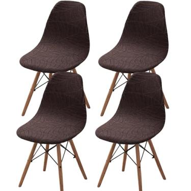 Imagem de GOSTADY Conjunto de 4 capas de cadeira de jantar, modernas de meados do século, capas de cadeira de jacquard, capa de cadeira elástica sem braços para cozinha, escritório, sala de jantar e sala de
