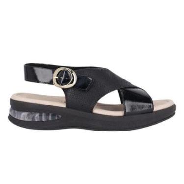 Imagem de Sandália Piccadilly SoftStep Salto Anabela Médio Feminina - Preto 37-Feminino