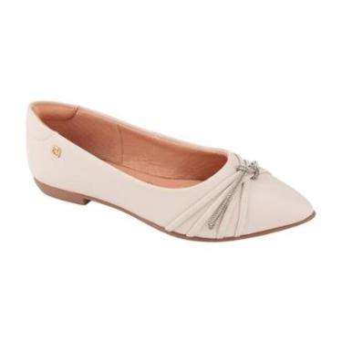 Imagem de Sapatilha Casual Bico Fino com Detalhe em Strass Frontal Santinelli Off White 39-Feminino