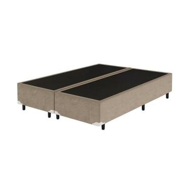 Imagem de Base Box Casal Bipartido Suede Bege 30x138x188