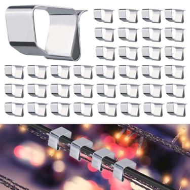Imagem de 50 ganchos de calha de luzes de Natal, clipes de luzes de Natal galvanizados, fácil instalação, ganchos de férias ao ar livre e interno, cabide de calha de luz de Natal para decoração sazonal de corda
