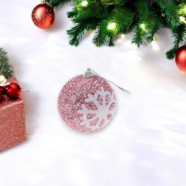 Imagem de Generic 1 peça de enfeites de bolas de Natal redondas cor de floco de neve espuma rosa 8 cm