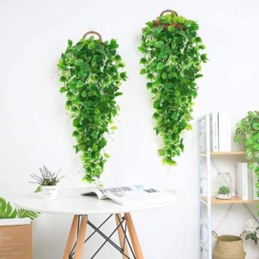 Imagem de 1 peça de planta suspensa feita à mão, plantas falsas para pendurar em ambientes internos, plantas artificiais para decoração ao ar livre como decoração de varanda e planta artificial com vinhas
