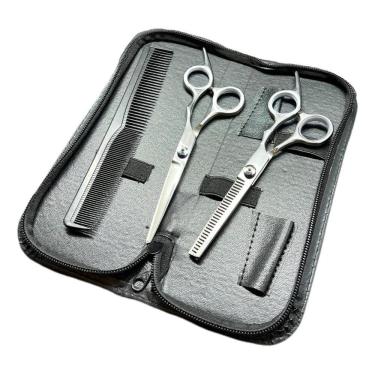 Imagem de 2X Kit 2 Tesoura Fio Navalha E Desfiadeira Jl E