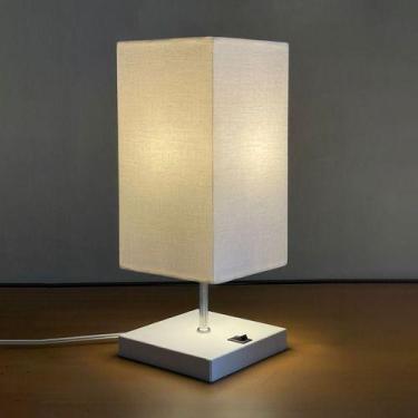 Imagem de Abajur luminária de Mesa Clássico Quadrado aluminio Com Interruptor e 