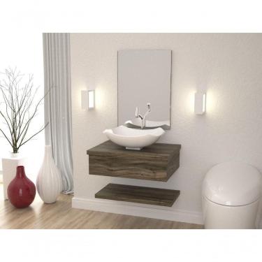 Imagem de Conjunto Bancada C-cuba L42 E Prateleira Metrópole 605 Carvalho Carvalho Dark