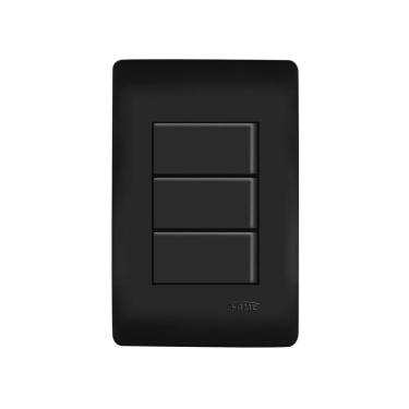Imagem de Interruptor Simples Triplo Fame Habitat Black Com Placa 4x2 Preto