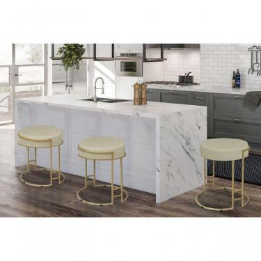 Imagem de Puff Decorativo Sarah Sala E Recepção Metal Dourado Veludo