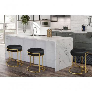 Imagem de Puff Sarah Sala E Recepção Estofado Metal Dourado