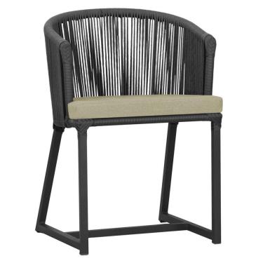 Imagem de Cadeira De Jantar Noronha Alumínio Preta E7 Trama  Preto