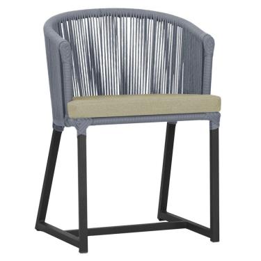 Imagem de Cadeira De Jantar Noronha Alumínio Preta E7 Trama  Prata