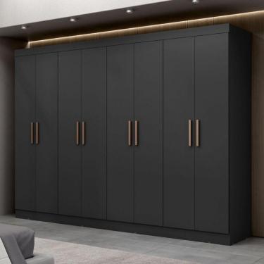 Imagem de Guarda Roupa Casal Paris 8 Portas Mdp Preto Fosco Maxel Preto