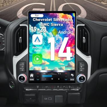 Imagem de Tela sensível ao toque de 15,6 polegadas para GMC Sierra Chevrolet Silverado 2019 2020 2021 2022 2023 unidade principal sem fio Carplay tela de navegação GPS atualização reprodutor multimídia Android