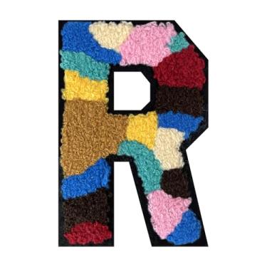 Imagem de Patch de letra de chenille camuflado de 15 cm para jaquetas Letterman - Aplique bordado do alfabeto para universitário, moletons com capuz, bolsas, jeans - decoração e presente de roupas DIY (1 peça