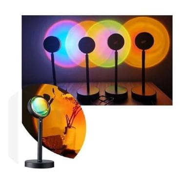 Imagem de Luminária Por Do Sol Luz Noturna Sunset + Tripé + 04 Filtros Rotação de 180 Graus, LED para Fotografia/Selfie/Casa/Sala de Estar/Decoração de Quarto, Carregamento USB