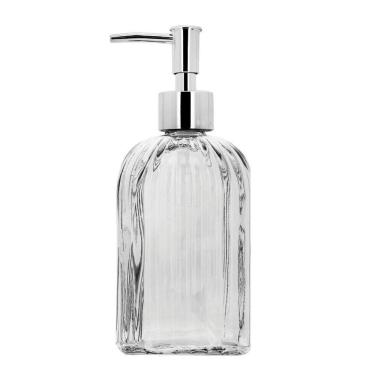 Imagem de Saboneteira Porta Sabonete Líquido Vidro Clear Prime Listras 500ml - Tuut