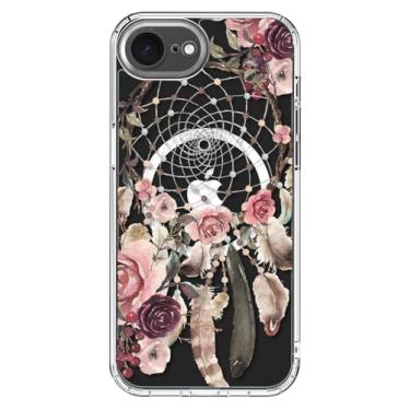 Imagem de ICEDIO Capa para iPhone 16e com protetor de tela - compatível com carregamento sem fio, proteção aprimorada da câmera, capa transparente com design floral moderno para mulheres - Flores rosa elegantes