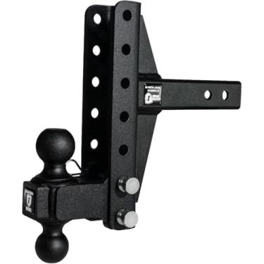 Imagem de Bulletproof Hitchees™ 5 cm ajustável serviço médio (classificação de 6,4 kg) deslocamento 10.2 cm e 15.2 cm engate de reboque/elevação com 5 cm e 2 5/40.6 cm bola dupla (revestimento em pó texturizado