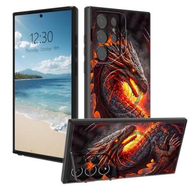 Imagem de AIRWEE Capa magnética robusta para Samsung Galaxy S25 Ultra, capa protetora de camada dupla à prova de choque com suporte de câmera oculta para Galaxy S25 Ultra de 6,9 polegadas, dragão ardente