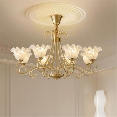 Imagem de Lustre americano de latão com LED, estilo europeu, luxuoso, para sala de estar, restaurante, quarto, villa, hotel, loja de roupas (8 lâmpadas)