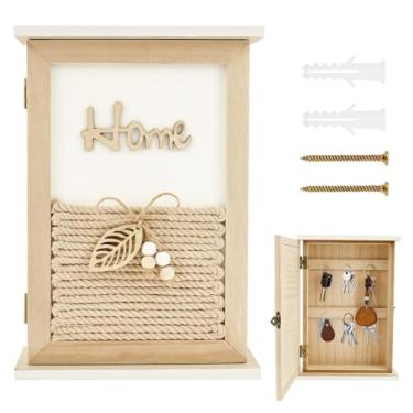 Imagem de Porta-chaves de madeira vintage com trava suporte para chaves montado na parede, colocação flexível, armário de armazenamento de chaves estéticas para casa, escritório, entrada, corredor, quarto, sala