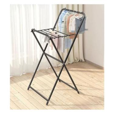 Imagem de Hhsdyl Estendal de Roupa, Varal Dobrável para Secagem de Roupa, Poupa-Espaço, Secador de Roupa Instantâneo para Pendurar Roupa no Interior e Exterior, Varal Portátil de Metal,Black,B