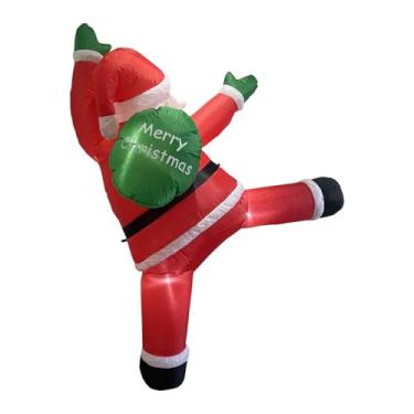 Imagem de KiBcsLic Papai Noel inflável para parede de escalada com luzes de LED, decoração natalina para montar cenário, Papai Noel inflável para pendurar no telhado ou