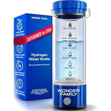 Imagem de WONDER FAMILY Gerador de garrafa de água de hidrogênio 5 em 1 conjunto grande – hidrogenador de água portátil, máquina de água hidrogenada de vidro com alta concentração de H2, tecnologia SPE/PEM – 35