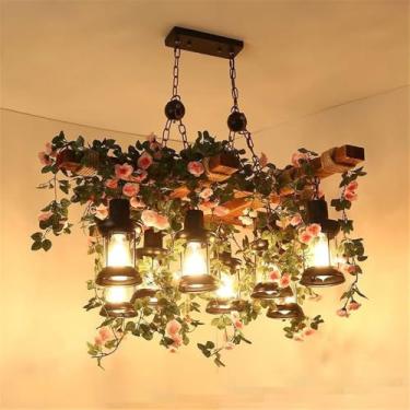 Imagem de Lustre Americano Pastoral LED Industrial Retrô Criativo Música Restaurante Bar Cafeteria Loja de Chá Loja de Roupas Plantas Verdes Decoração Luminária Pendente (PB 8 Lâmpadas)