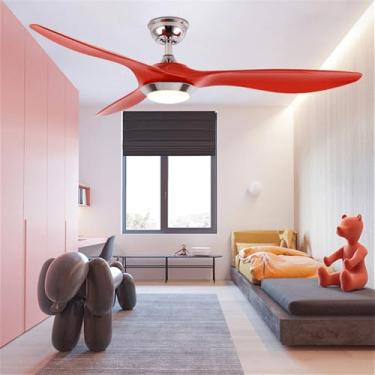 Imagem de Ventilador de teto LED contemporâneo com lâmpada, controle remoto, design moderno e elegante, ideal para sala de estar, restaurante, quarto, escritório e quarto infantil (Estilo 1)